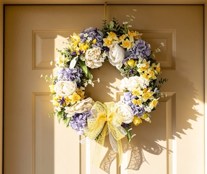 Door Wreaths - seasonal artificial flowers and foliage