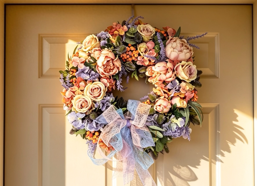 Door Wreaths - seasonal artificial flowers and foliage