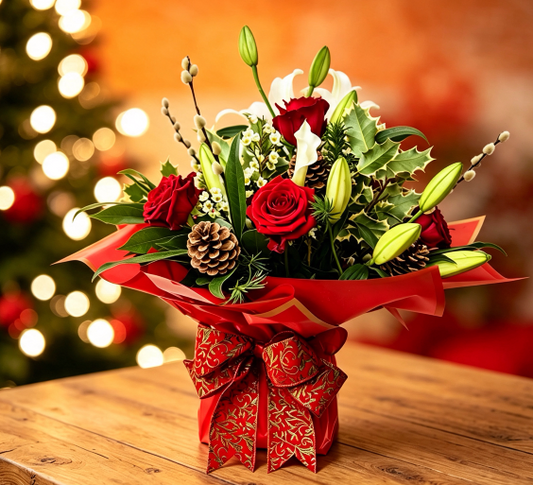 Christmas Bouquet with glass vase