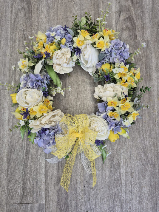 Door Wreath – Spring artificial flowers and foliage