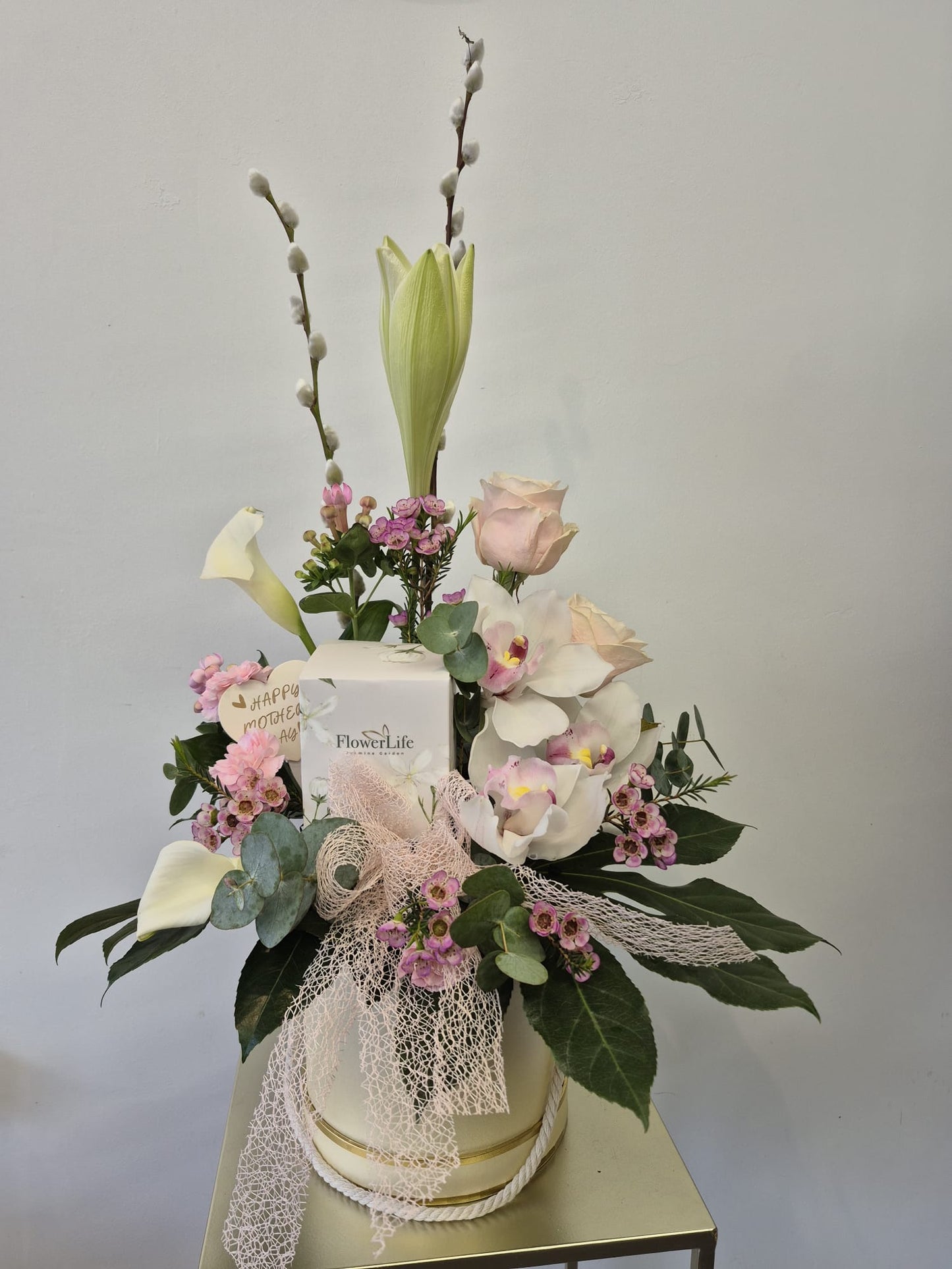 Modern Arrangement with Teddy or Candle (local delivery only)